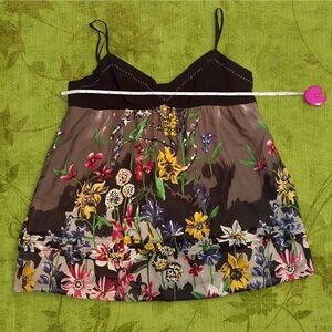 BCBGMaxAzria Brown Multicolor Floral Top